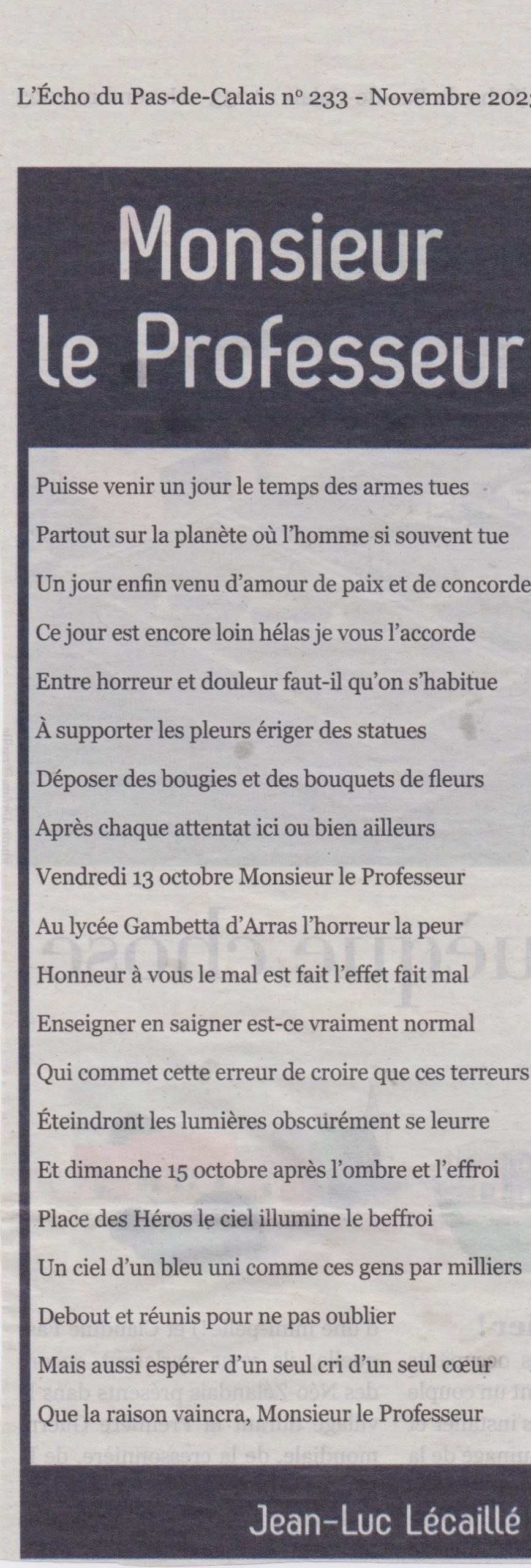 Monsieur le Professeur